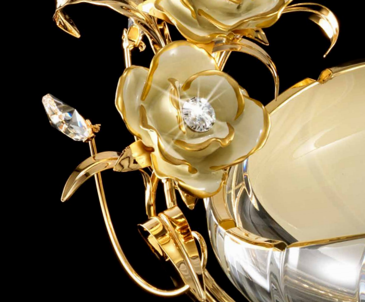 Elegant luxury european style gold jeweled rose