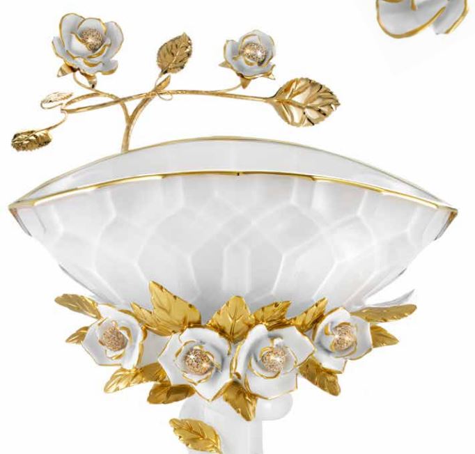 Classic European gold white rose glass vase