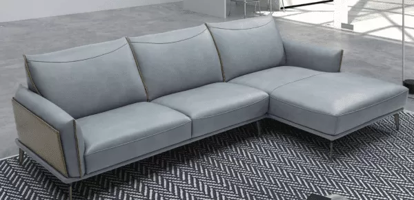 Modern Spanish Luxurious Libeccio Sectional in Blue Leather