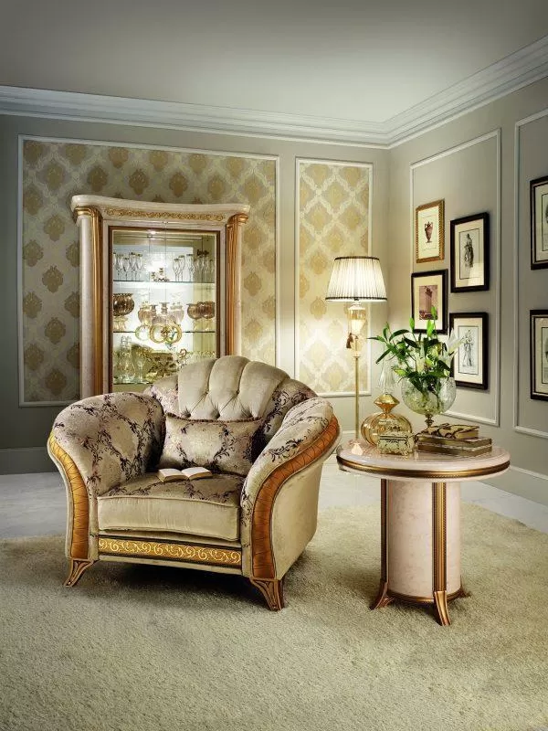 Hand Stitched Elegant Armchair With Tufted Back Arredoclassic Melodia