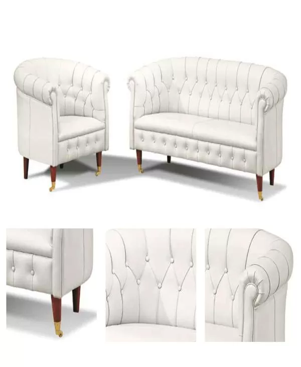 Hand Stitched White Luxury Cesterino Variations Sofa by Cubo Rosso