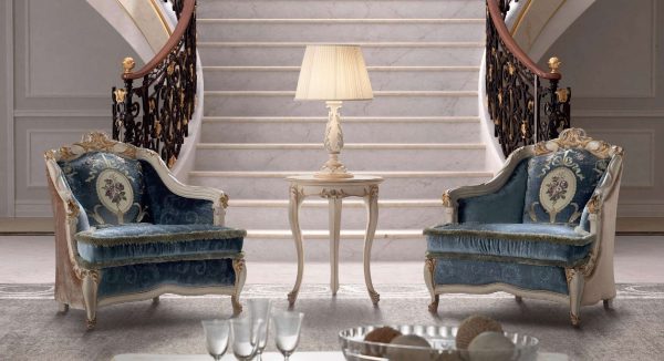 Italian Armchair & Lamp table by Florence Art
