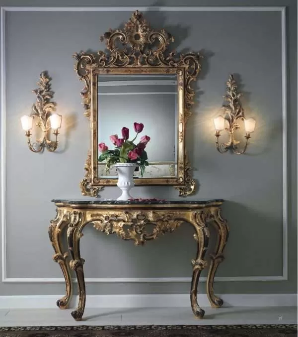 Luxurious Italy Side Table&Mirror by Florence Art