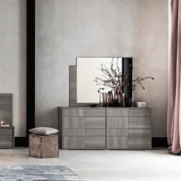 Futura Modern Italian Double Dresser with Mirror, by Status