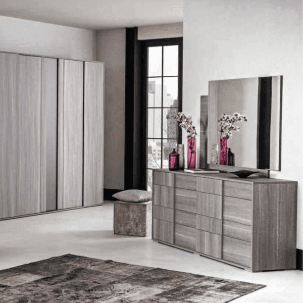 Futura Modern Italian Double Dresser with Mirror, by Status