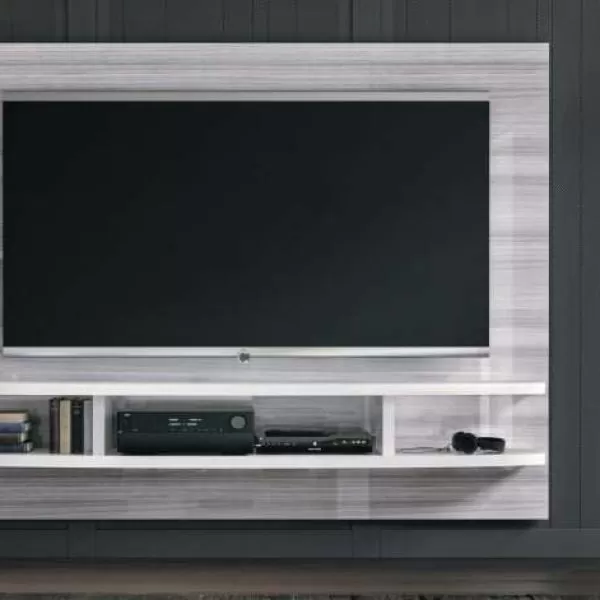 Modern Italian Wall Unit with Silver Grey Finish, by Status