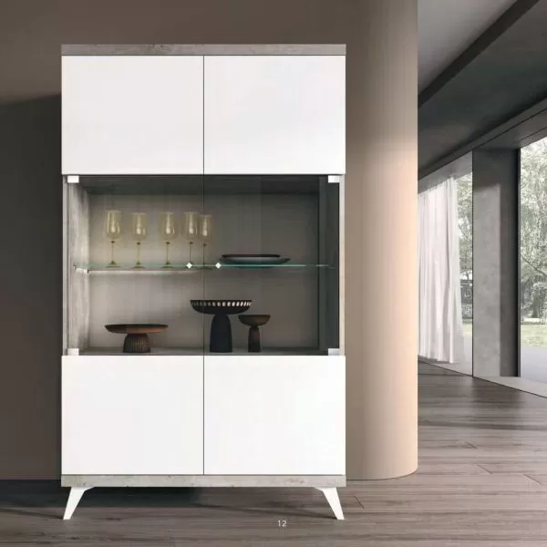 Treviso Modern Italian Cabinet with Glass, by Status