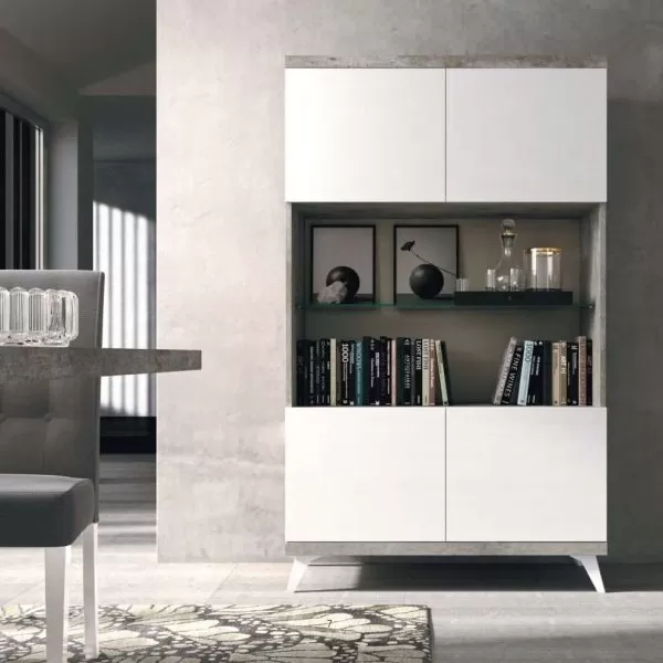 Treviso Modern Italian Cabinet with Glass, by Status