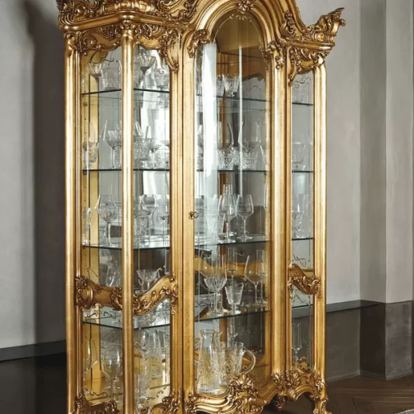 1-Door Glass Cabinet with Engraved Crystals, Apollonia Collection, by Silik