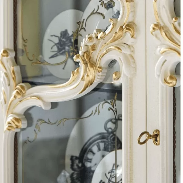 2-Door Glass Cabinet with Engraved Crystals, Alexandra Collection, by Silik