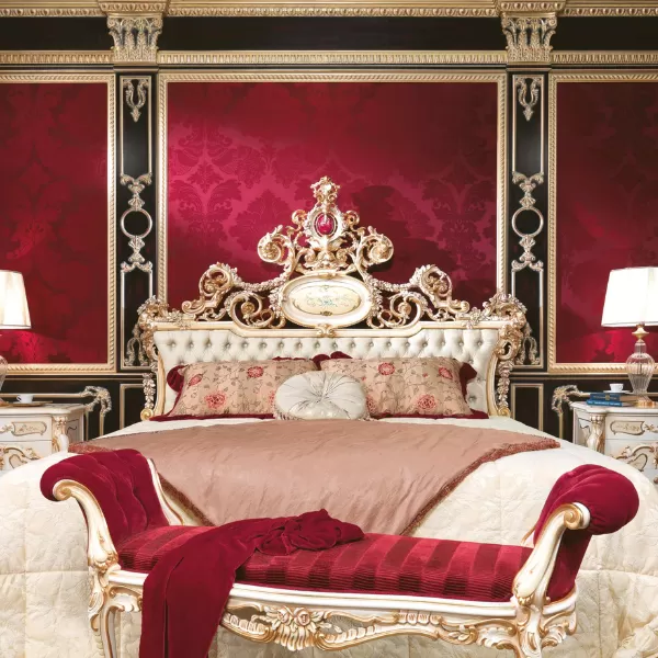 Bed with Headboard, Flora Collection, by Carlo Asnaghi