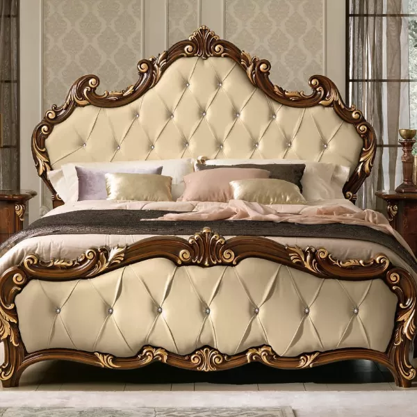 Bed, Hand Stitched, Classico Noce Series, by Adriatica