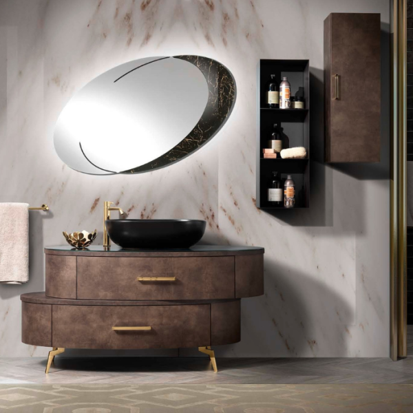 Ellisse Mirror with Led Lights, Incanto Day Series, by Mobilpiu