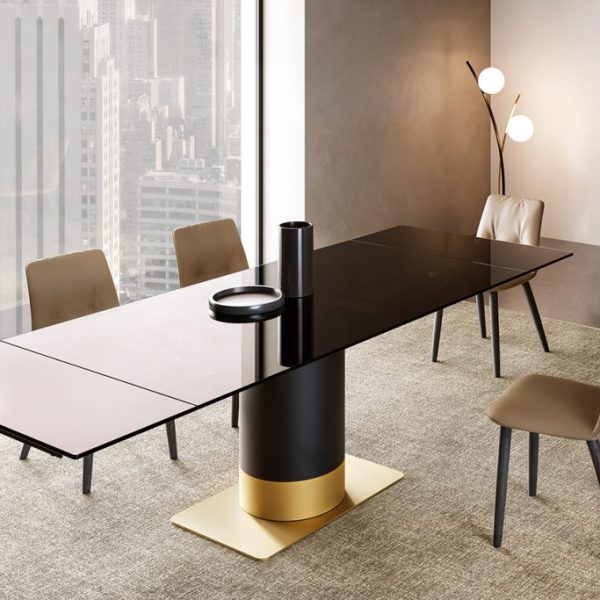 Cilindro Extendable Table with Crystal Top, Eforma Collection