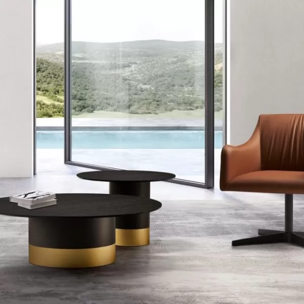 Cilindro Low with Wood Top Coffee Table, Eforma Collection