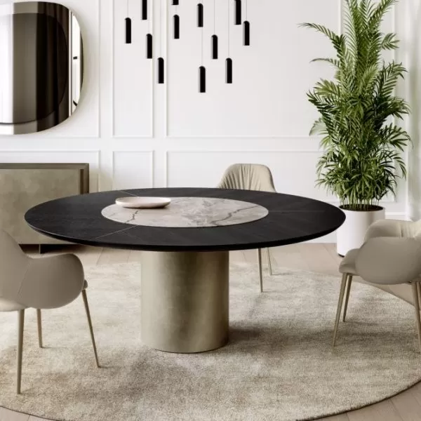 Cilindro Table with Wood & Ceramic Top, Eforma Collection