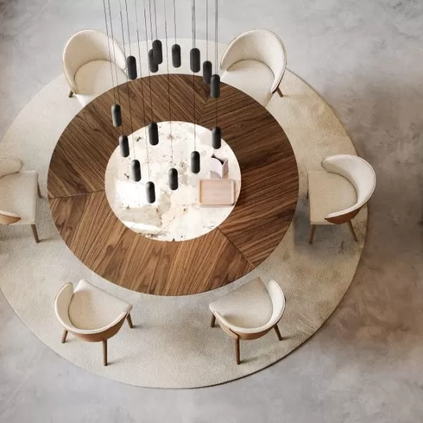 Dorian Table with Wood & Ceramic Top, Eforma Collection