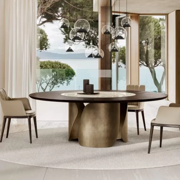 Onda Table with Wood & Ceramic Top, Eforma Collection