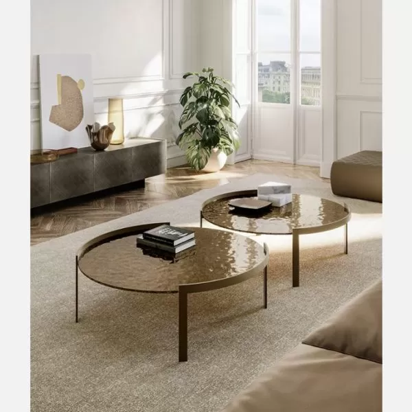 Perry with Glass Top Coffee Table, Eforma Collection