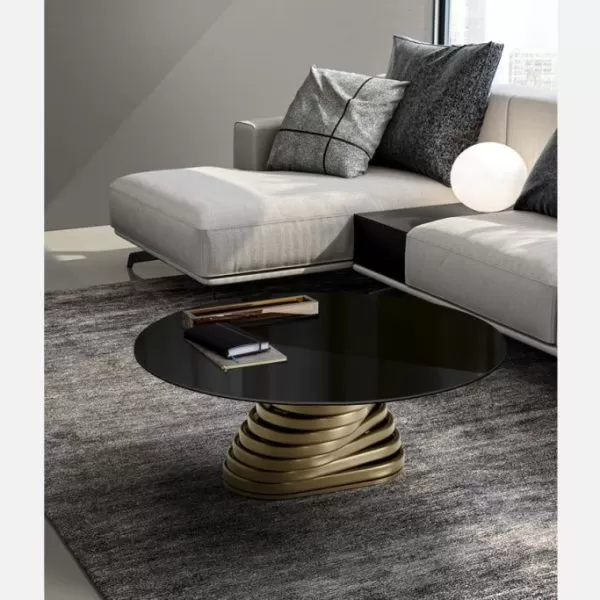 Rotolo Low with Glass Top Coffee Table, Eforma Collection