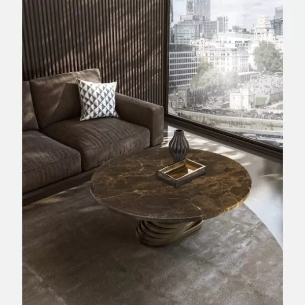 Rotolo Low with Marble Top Coffee Table, Eforma Collection