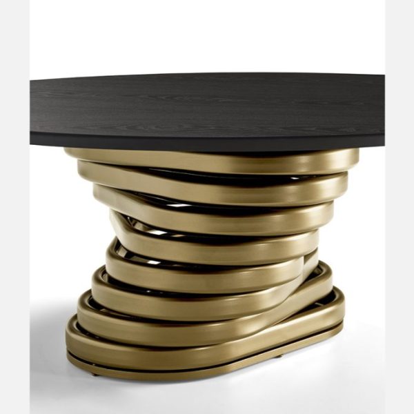 Rotolo Low with Wood Top Coffee Table, Eforma Collection