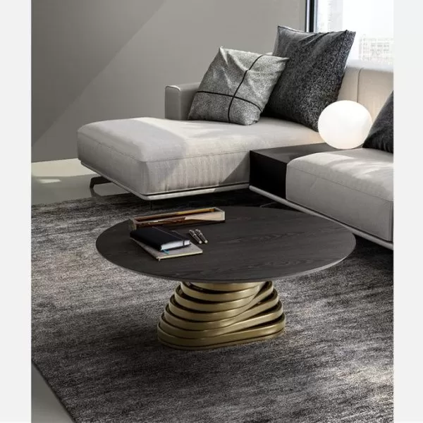 Rotolo Low with Wood Top Coffee Table, Eforma Collection