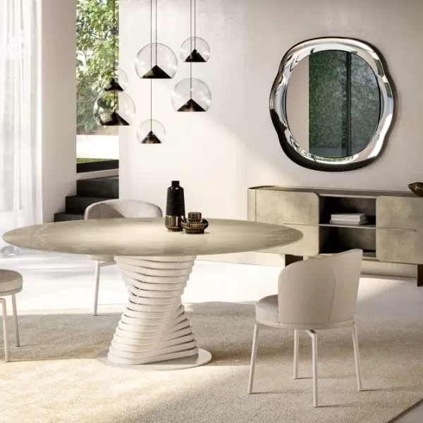 Rotolo Table with Glass Top, Eforma Collection