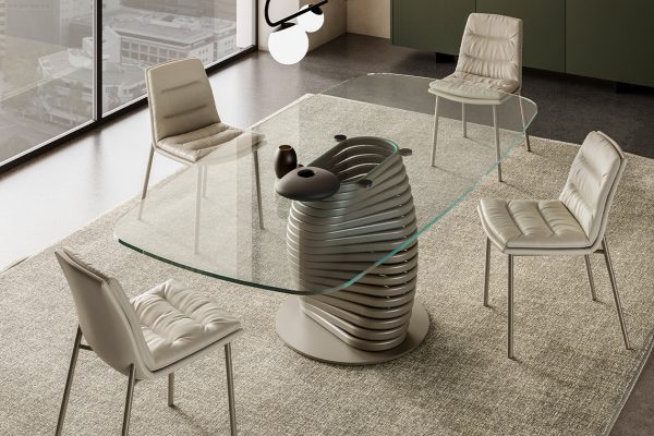 Rotolo Table with Glass Top, Eforma Collection - Image 6