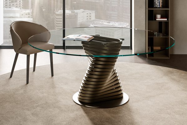 Rotolo Table with Glass Top