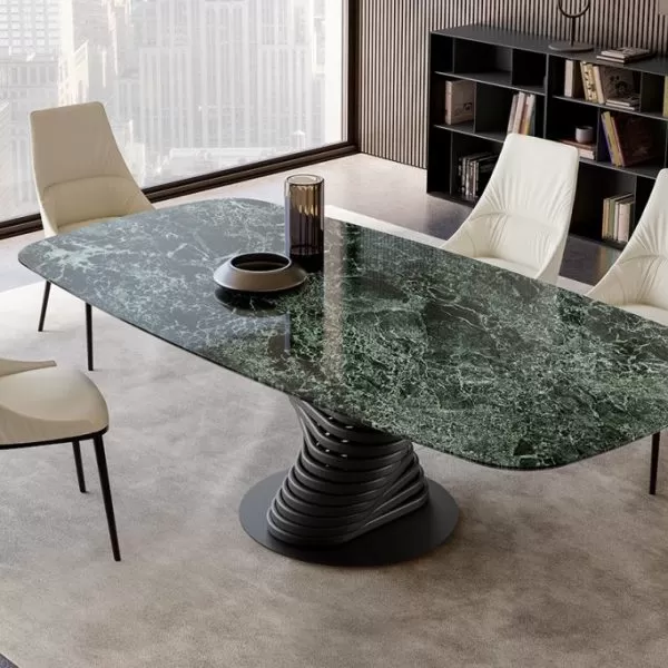 Rotolo Table with Marble Top, Eforma Collection