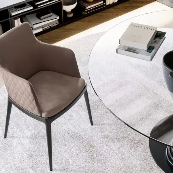 Max Diamond Padded Chair with Wooden base, Eforma Collection