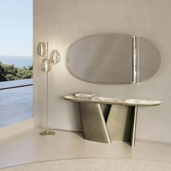 Achille Italian Console Table – Ceramic & Glass Top