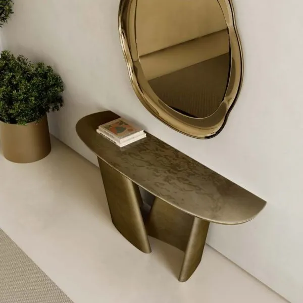 Achille Italian Console Table – Ceramic & Glass Top