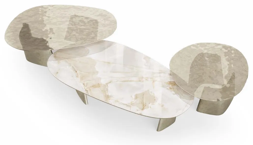 Achille Low Italian Coffee Table – Ceramic Glass & Marble - Image 3