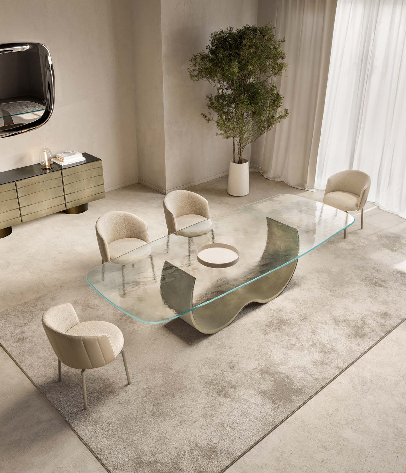 Alisei Glass Top Dining Table, Eforma Collection - Image 3