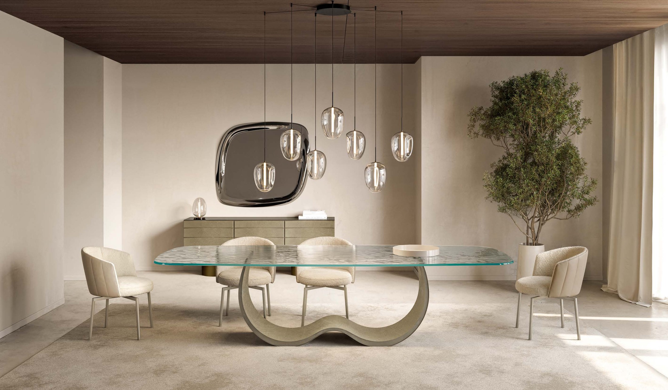 Alisei Glass Top Dining Table, Eforma Collection - Image 4
