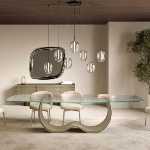 Alisei Glass Top Dining Table, Eforma Collection