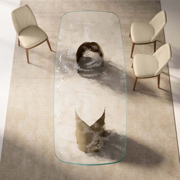 Perla Italian Glass Top Dining Table – Eforma Collection