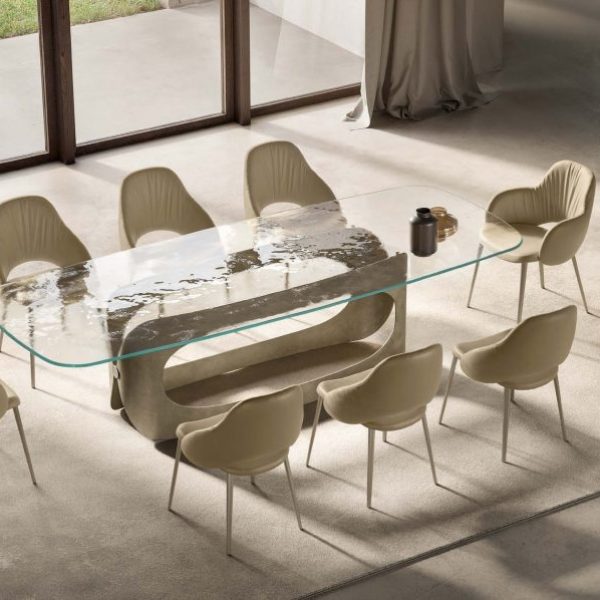 Polifemo Italian Glass Top Dining Table – Eforma Collection