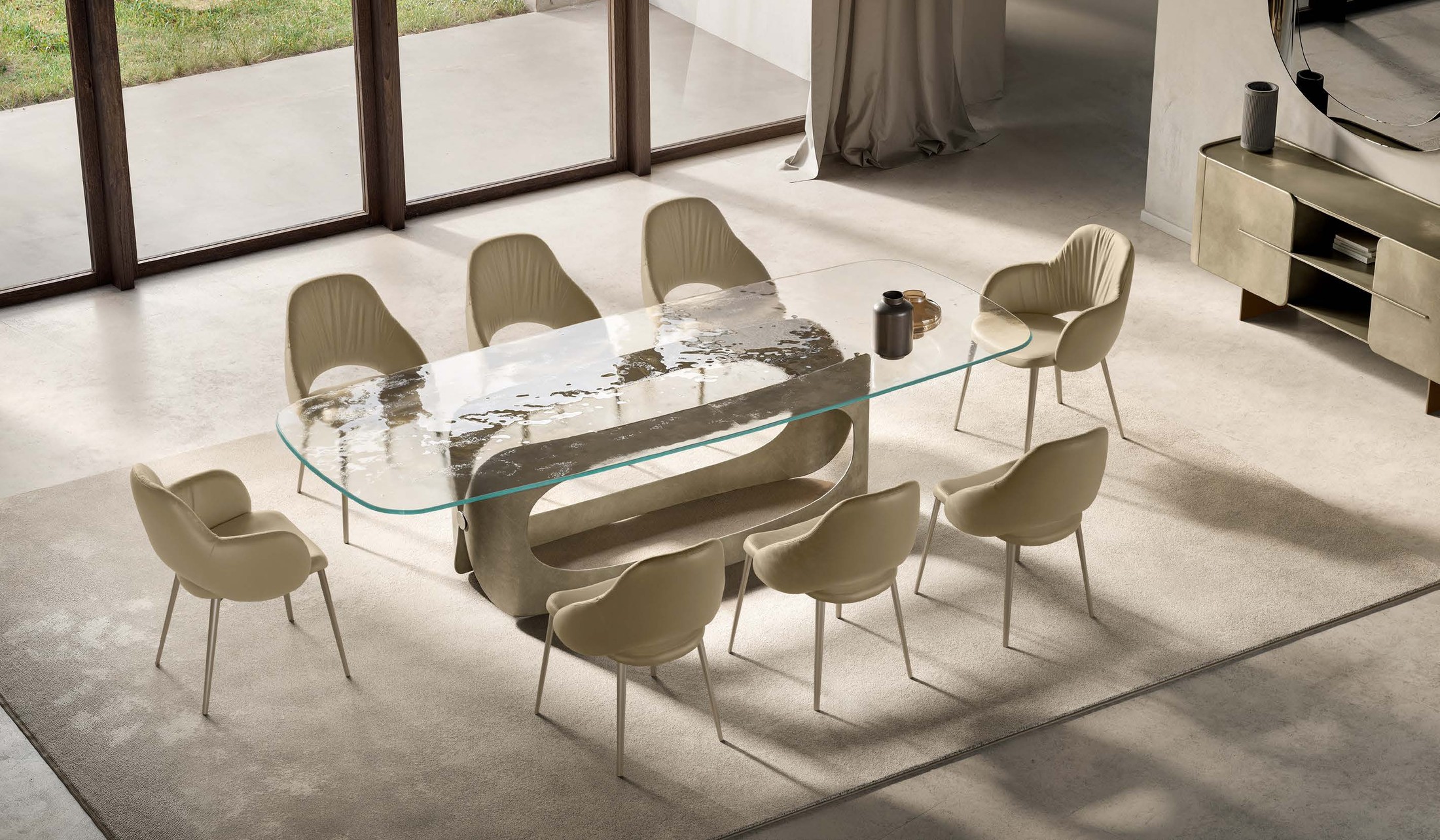 Italian glass dining table